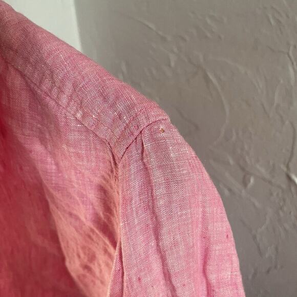 Cynthia Rowley Women Linen Lagenlook Tunic Size 1X PInk 1/4 Button Long Sleeve - Picture 6 of 9